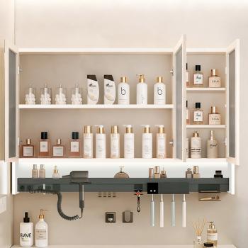 Preview: MuXing LED Badspiegel Schrank mit Anti-Beschlag, 3 Türen, Wandspiegel, Moderne Badezimmerbeleuchtung, Spiegel, Spiegelschrank L100xB15xH75cm【JG749】