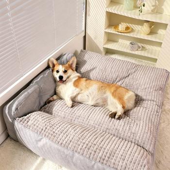 Preview: Muxing Hundebett, abnehmbar und waschbar, weiche Hundematte als Schlafmatte, Haustierbett, Hundekissen, Hundeliege für kleine Hunde Grau