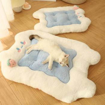 Muxing Katzenbett und Hundebett, weiche Haustier-Schlafmatte, Katzenmatte, Hundematte, Haustierdecke für kleine Hunde und Katzen Weiß