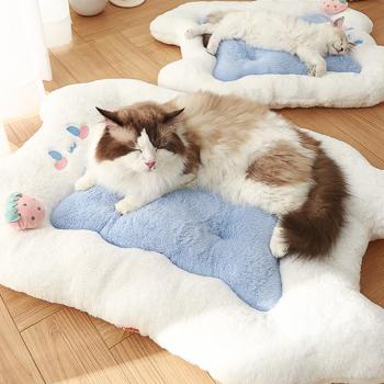 Preview: Muxing Katzenbett und Hundebett, weiche Haustier-Schlafmatte, Katzenmatte, Hundematte, Haustierdecke für kleine Hunde und Katzen Weiß