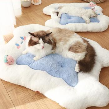 Muxing Katzenbett und Hundebett, weiche Haustier-Schlafmatte, Katzenmatte, Hundematte, Haustierdecke für kleine Hunde und Katzen Weiß