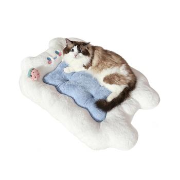 Muxing Katzenbett und Hundebett, weiche Haustier-Schlafmatte, Katzenmatte, Hundematte, Haustierdecke für kleine Hunde und Katzen Weiß
