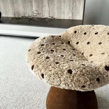 Preview: MuXing Sitzhocker Gepolstert – Polsterhocker, Schminkhocker, Schuhwechselbank, Sofa Fußhocker, Kleiner Hocker für Wohnzimmer, Schlafzimmer Braun 54*52*48cm