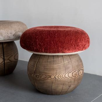 Preview: MuXing Massivholz Kinderhocker, Sitzhocker, für Wohnzimmer & Eingangsbereich, Schuhwechselhocker, Praktischer Beistellhocker für Sofa 42x42x38cm【MGD56G】