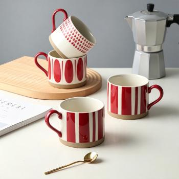 Muxing Keramik Kaffeebecher mit Henkel, Tasse, Trinkbecher, Teetasse, Cappuccinotasse, Kaffeetasse, Retro Becher 450ML