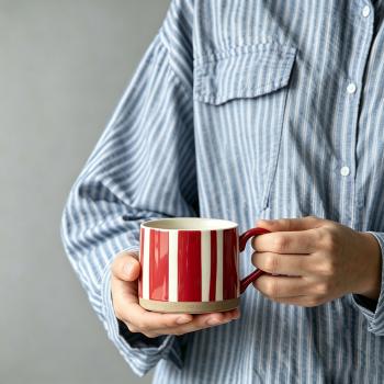 Muxing Keramik Kaffeebecher mit Henkel, Tasse, Trinkbecher, Teetasse, Cappuccinotasse, Kaffeetasse, Retro Becher 450ML