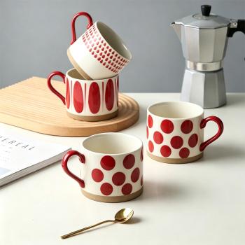 Muxing Keramik Kaffeebecher mit Henkel, Tasse, Trinkbecher, Teetasse, Cappuccinotasse, Kaffeetasse, Retro Becher 450ML