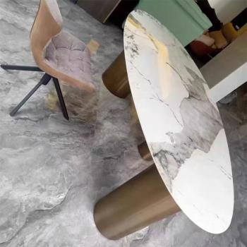 360Home ovaler Tisch Esstisch Platte aus Keramik Edelstahl Tischbeine