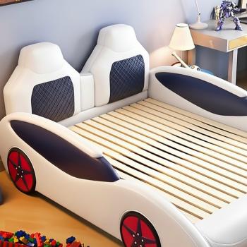 Preview: Muxing Auto LED Raser Jungen Kinder Bett Cool Bequem weiß 【W979B】