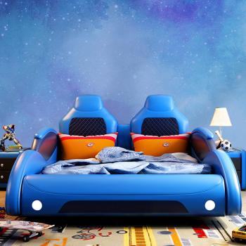 Preview: Muxing Auto LED Raser Jungen Kinder Bett Cool Bequem blau 【W108L】
