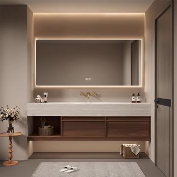 Preview: MuXing Waschbecken Waschtisch-Set mit LED-Spiegel und Schränk, Spüle ohne Armaturloch【RW016】