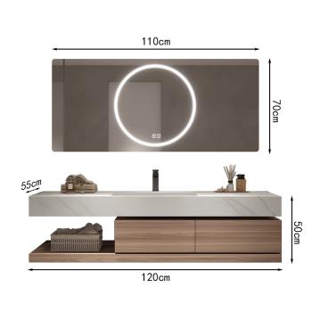 Muxing Waschbecken mit schublade Ablage Waschtisch LED Spiegel Badezimmerspüle 【RW2032-K】