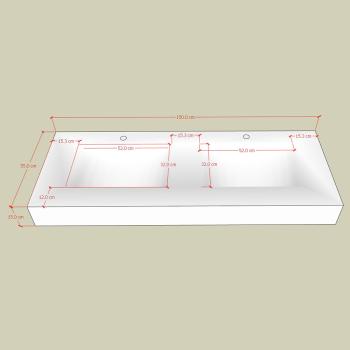 Muxing Waschbecken aus Sinterstein Waschbecken Doppelspüle Spüle mit zwei Becken Waschtisch-Set mit LED-Spiegel und Schränk【RW3318 K】