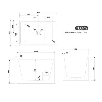 Muxing Badewanne, Badewanne für Zuhause, Quadratische Badewanne, Acrylbadewanne, Wandbadewanne, Badewanne für kleine Wohnungen 100 x 70 x 60 cm