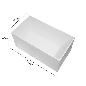 Muxing Badewanne, Badewanne für Zuhause, Quadratische Badewanne, Acrylbadewanne, Wandbadewanne, Badewanne für kleine Wohnungen 100 x 70 x 60 cm