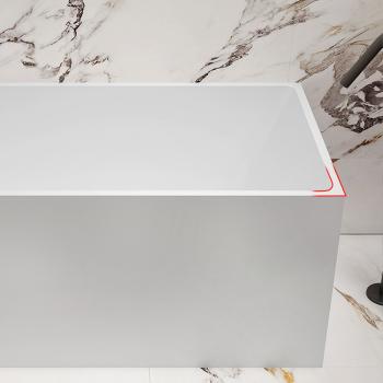 Preview: Muxing Badewanne, Badewanne für Zuhause, Quadratische Badewanne, Acrylbadewanne, Wandbadewanne, Badewanne für kleine Wohnungen 100 x 70 x 60 cm