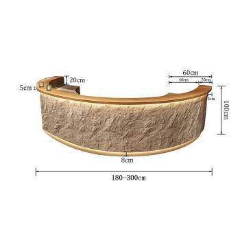 MuXing Runde Bartheke mit Kunststeinfront in Natursteinoptik – Empfangstheke mit LED für Café, Bar, Hotel, Restaurant,Grau