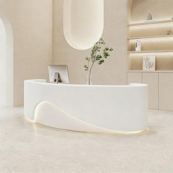 Preview: MuXing Empfangstheke, Bartheke, Theke, Bar, Tresen, Rezeptionstheke, Empfangstresen, Rezeption Weiß 【FDHB】