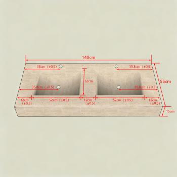 Muxing Waschbecken aus Keramik Waschbecken Doppelspüle Spüle mit zwei Becken Waschtisch-Set mit LED-Spiegel und Schränk【RW3318】