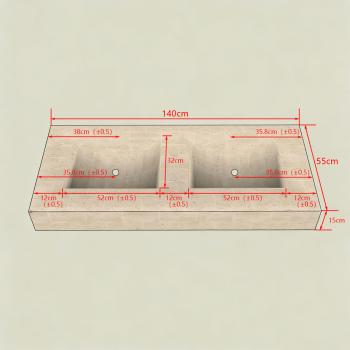 Muxing Waschbecken aus Keramik Waschbecken Doppelspüle Spüle mit zwei Becken Waschtisch-Set mit LED-Spiegel und Schränk【RW3318 BKK】