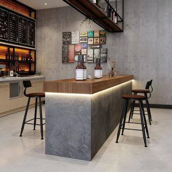 Muxing Theke Industriestil-Kassentheke Restaurant-Bar  Bar-Theke Empfangstheke Rezeption Kasse Bar 180*60*100cm Grau【CTSN 180】