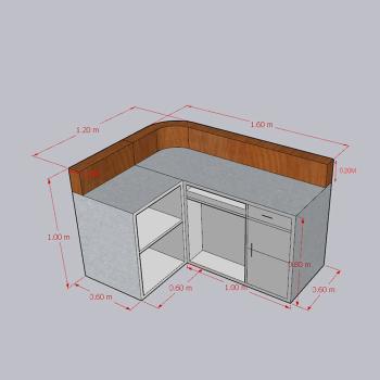 Muxing Maßanfertigung Restaurant-Bar in der Ecke, Theke, Bartisch, Rezeption, Tresen, Servicetheke, Restaurantbar,Grau L160*B120*H100cm 【Shuini】
