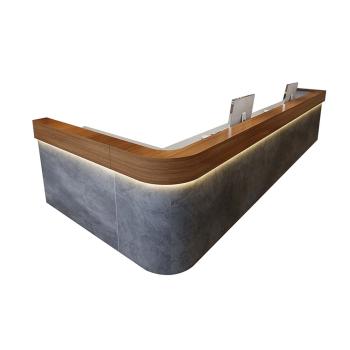 Muxing Maßanfertigung Restaurant-Bar in der Ecke, Theke, Bartisch, Rezeption, Tresen, Servicetheke, Restaurantbar,Grau L160*B120*H100cm 【Shuini】