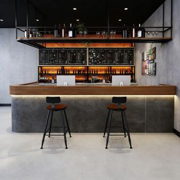 Preview: Muxing Maßanfertigung Restaurant-Bar in der Ecke, Theke, Bartisch, Rezeption, Tresen, Servicetheke, Restaurantbar,Grau L160*B120*H100cm 【Shuini】