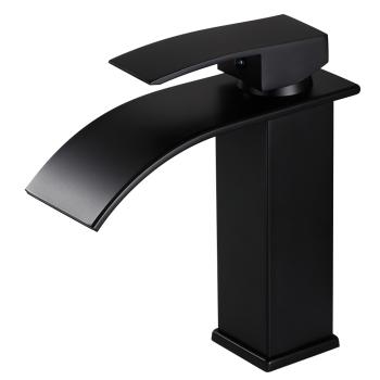 Preview: Muxing Wasserhahn, Schwarze Wasserhahn, Unterbau-Waschtischarmatur, Edelstahlarmatur, Spritzschutzarmatur