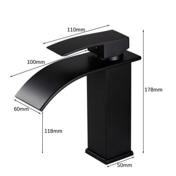 Preview: Muxing Wasserhahn, Schwarze Wasserhahn, Unterbau-Waschtischarmatur, Edelstahlarmatur, Spritzschutzarmatur