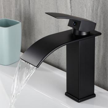Muxing Wasserhahn, Schwarze Wasserhahn, Unterbau-Waschtischarmatur, Edelstahlarmatur, Spritzschutzarmatur