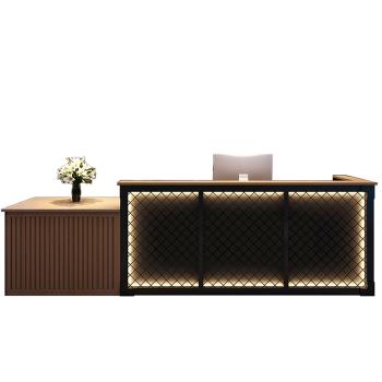 MuXing Maßanfertigung Theke, Bartheke, Tisch, Empfangstresen, Rezeption, Empfangstheke, Industrial-Bar, Kassenstation Braun【BMBW】