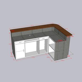 Muxing Eckbartresen Bar Theke Schanktheke Empfangstresen  Industriestil-Bar Maßanfertigung Bartisch 200*60*100cm 【LGSN 200】