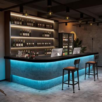 Preview: Muxing Eckbartresen Bar Theke Schanktheke Empfangstresen  Industriestil-Bar Maßanfertigung Bartisch 200*60*100cm 【LGSN 200】