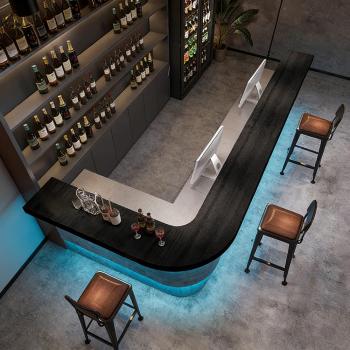 Preview: Muxing Eckbartresen Bar Theke Schanktheke Empfangstresen  Industriestil-Bar Maßanfertigung Bartisch 200*60*100cm 【LGSN 200】