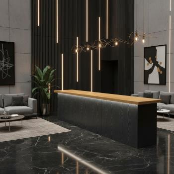 Preview: Muxing Bartheke,Restauranttheke，Ladentheke，Empfangstheke，Kassentheke ，Maßgefertigte Bartheke Schwarz