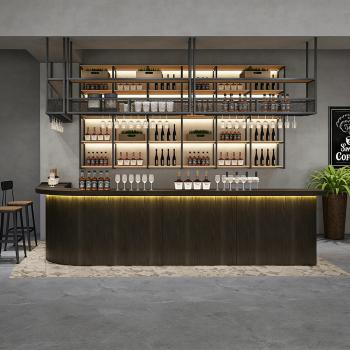 Preview: MuXing Empfangstheke, runde Ecke, Restauranttheke, Moderne schwarze Bartheke mit abgerundeter Ecke,schwarz