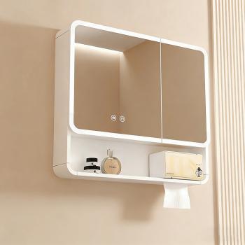 Muxing Badezimmer-Spiegelschrank, Spiegelschrank mit LED, Badspiegel mit Schrank, Wandmontierter Spiegelschrank