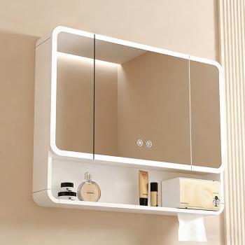 Muxing Badezimmer-Spiegelschrank, Spiegelschrank mit LED, Badspiegel mit Schrank, Wandmontierter Spiegelschrank