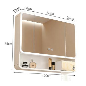 Muxing Badezimmer-Spiegelschrank, Spiegelschrank mit LED, Badspiegel mit Schrank, Wandmontierter Spiegelschrank