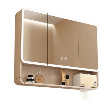 Muxing Badezimmer-Spiegelschrank, Spiegelschrank mit LED, Badspiegel mit Schrank, Wandmontierter Spiegelschrank