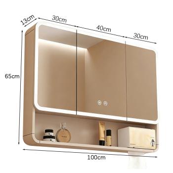 Muxing Badezimmer-Spiegelschrank, Spiegelschrank mit LED, Badspiegel mit Schrank, Wandmontierter Spiegelschrank