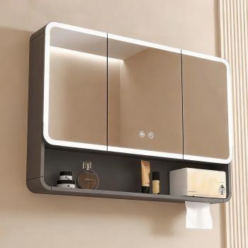 Muxing Badezimmer-Spiegelschrank, Spiegelschrank mit LED, Badspiegel mit Schrank, Wandmontierter Spiegelschrank