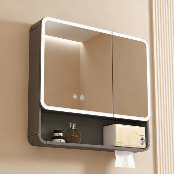 Muxing Badezimmer-Spiegelschrank, Spiegelschrank mit LED, Badspiegel mit Schrank, Wandmontierter Spiegelschrank