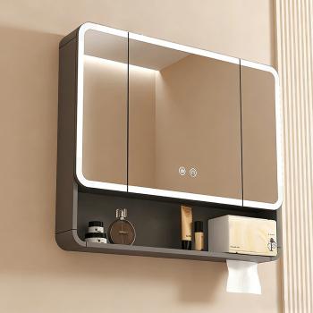 Muxing Badezimmer-Spiegelschrank, Spiegelschrank mit LED, Badspiegel mit Schrank, Wandmontierter Spiegelschrank