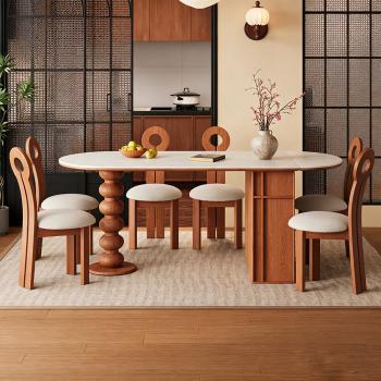 Muxing Esstisch, Esstisch-Set, ovaler Esstisch, Familien-Esstisch, Esstisch-Set mit sechs Stühlen