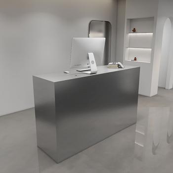 Preview: Muxing Bartheke, Kassentheke, Edelstahl-Bartheke, Metall-Bartheke, minimalistische Metall-Bartheke