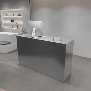 Preview: Muxing Bartheke, Kassentheke, Edelstahl-Bartheke, Metall-Bartheke, minimalistische Metall-Bartheke