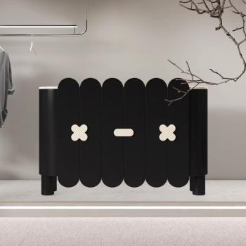 Preview: Muxing Kassentheke für Bekleidungsgeschäft, Kassentheke für Beautysalon, Empfangstheke, Rezeptionstheke, Gewerbetheke, Schwarze Theke