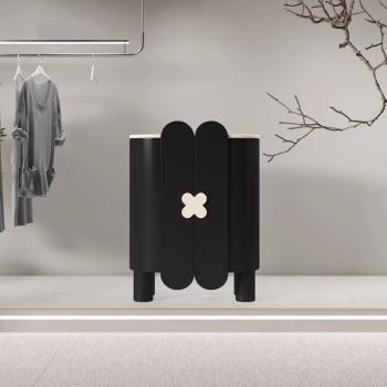 Preview: Muxing Kassentheke für Bekleidungsgeschäft, Kassentheke für Beautysalon, Empfangstheke, Rezeptionstheke, Gewerbetheke, Schwarze Theke